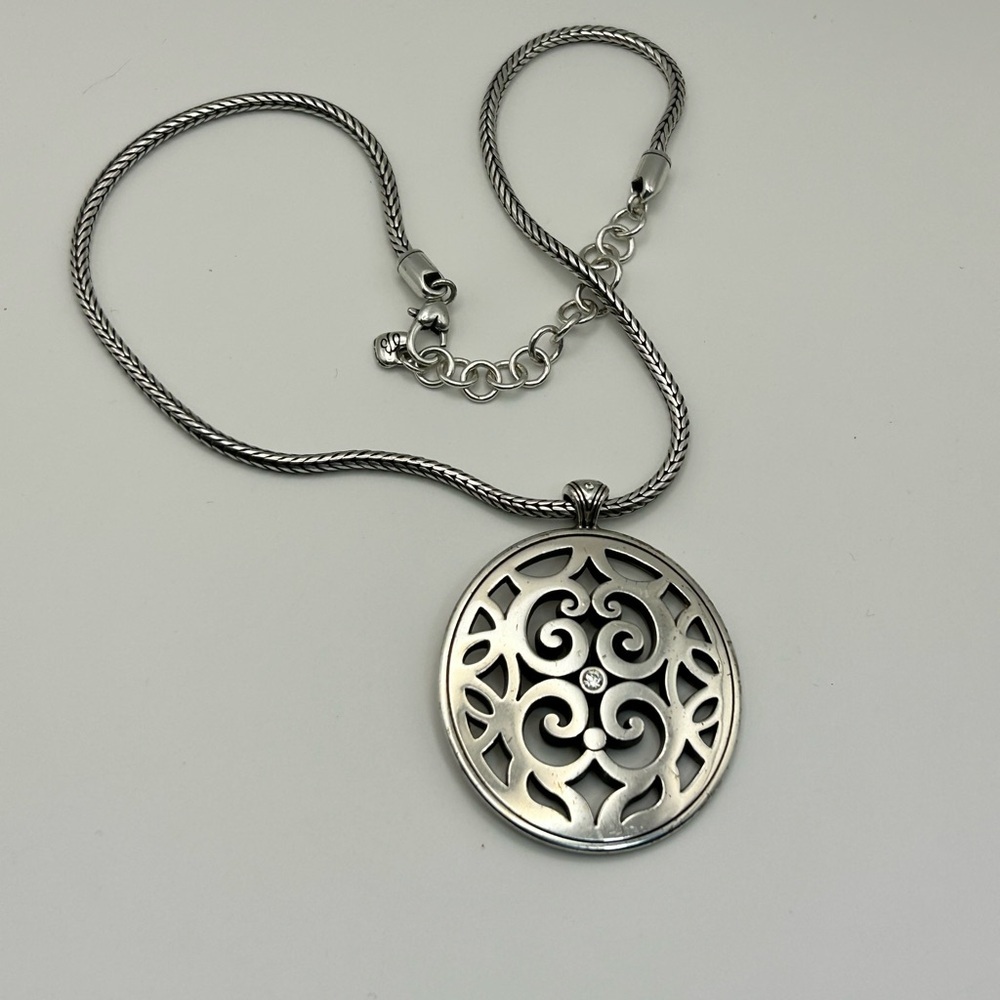 Brighton Destino Necklace 17" Silver Plated Crystal Adjustable Chunky Chain - Picture 12 of 15